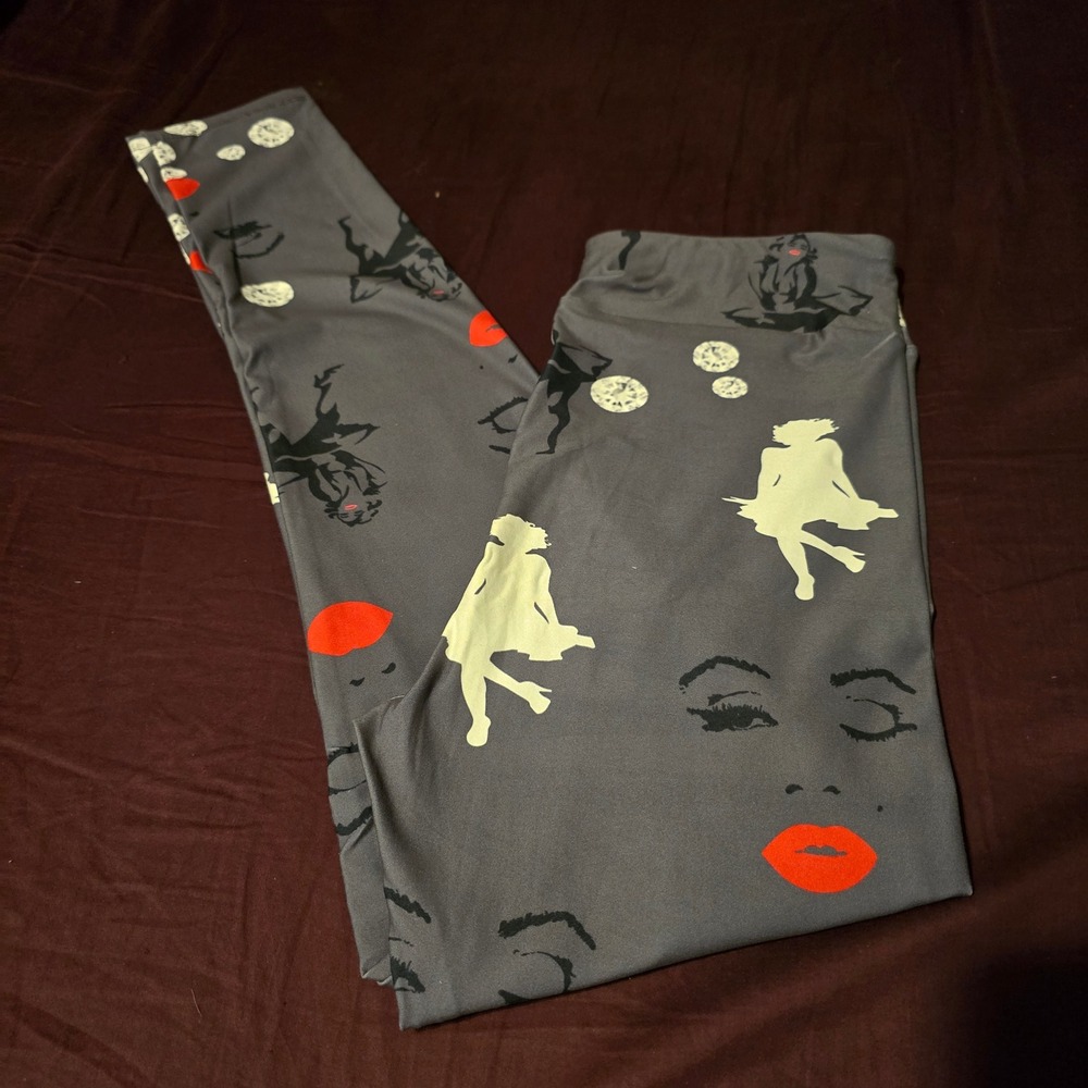 AAL&M Leggings One Size Leggings Womens Gray Marilyn Monroe Graphic Pop Retro